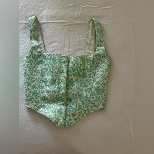 Seafoam Green Floral Corset Eyelet Bustier